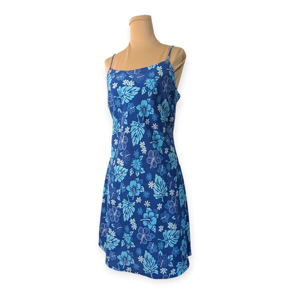 90's LaBelle Hawaii Print Mini Dress SZ 7 Modern S Tie Back - Picture 1 of 7